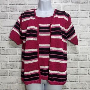 Tally Ho Short Sleeve Cardigan & Tank Sweater Set Medium